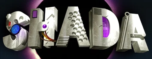 a close up of the image led title