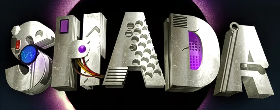 a close up of the image led title